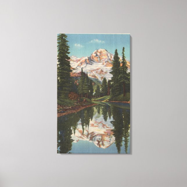 Mt. Rainier, WA - Mirror Lake with Mt. Reflectio Canvas Print (Front)