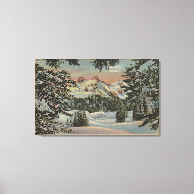 Mt. Rainier, WA - Paradise Inn & Tatoosh Range Canvas Print (Front)