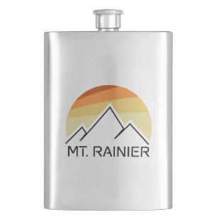 Mt. Rainier Washington Retro Hip Flask