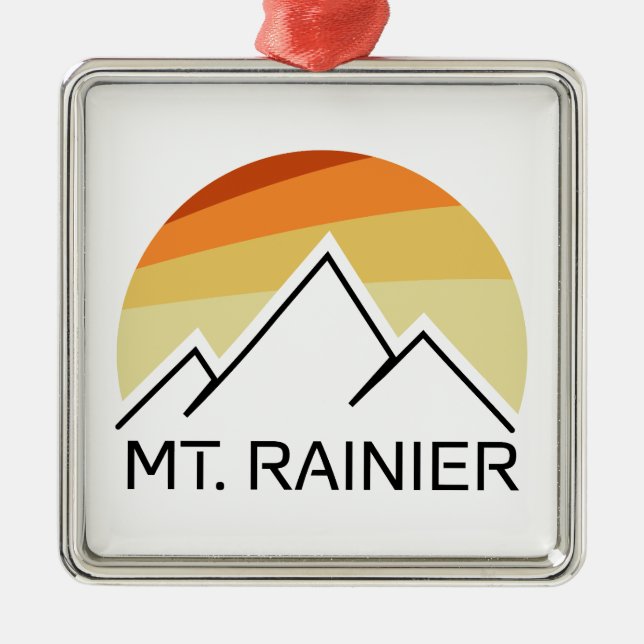 Mt. Rainier Washington Retro Metal Tree Decoration (Front)