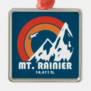 Mt. Rainier Washington Sun Eagle Metal Tree Decoration