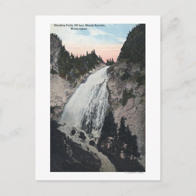 Mt. Rainier, Washington - View of Sluiskin Falls Postcard (Front)