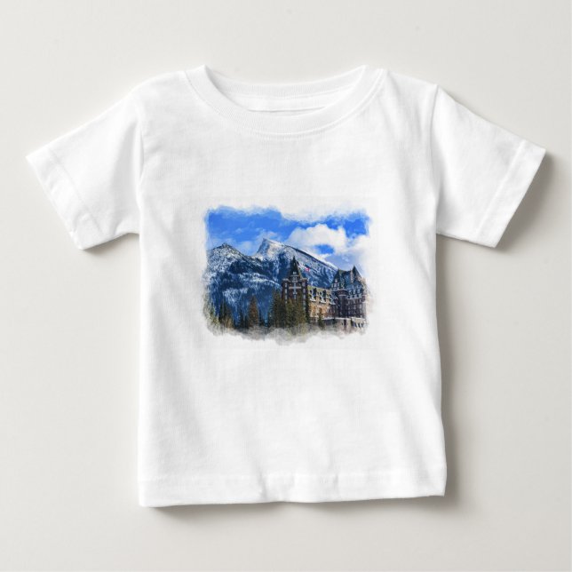 Mt Rundle and Famous Hotel, Banff, Alta, Canada Baby T-Shirt (Front)