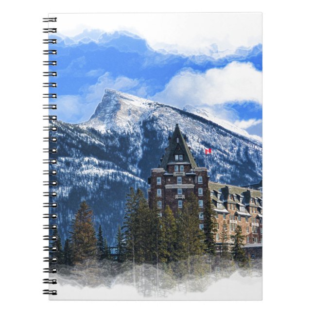 Mt Rundle and Famous Hotel, Banff, Alta, Canada Notebook (Front)