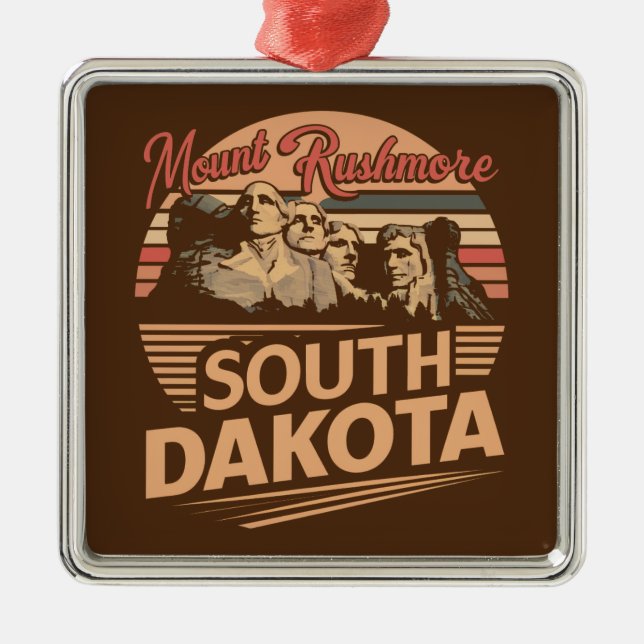 Mt. Rushmore South Dakota Metal Tree Decoration (Front)