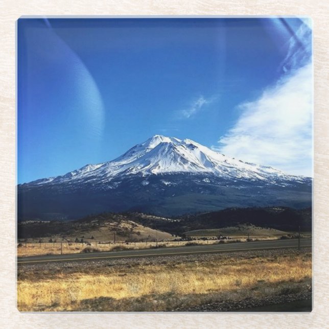 Mt. Shasta, CA Glass Coaster (Front)