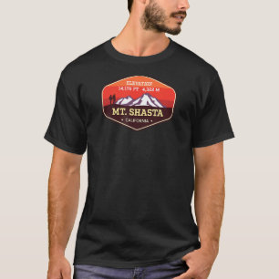 Mt Shasta California 14er Mountain Climbing Badge T-Shirt