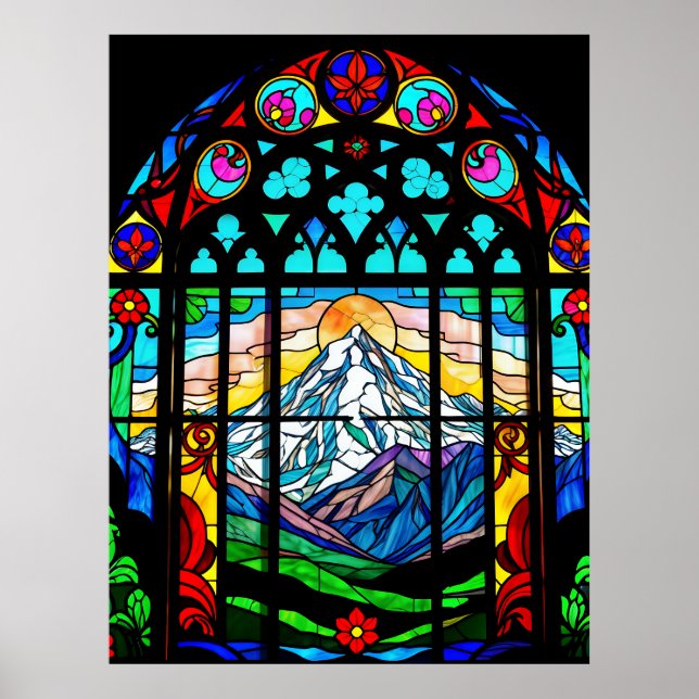 Mt. Shasta in stained glass Poster (Front)