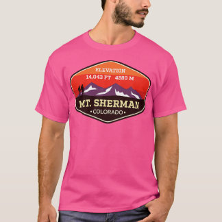 Mt Sherman Colorado 14ers Mountain Climbing Badge T-Shirt