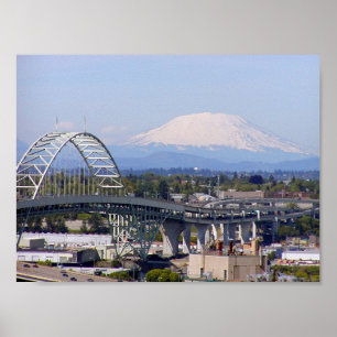 Mt St Helens & Fremont Bridge Poster