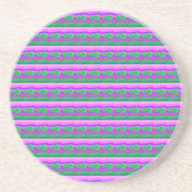 Mt. Sunset Pink Green Purple Coaster (Front)