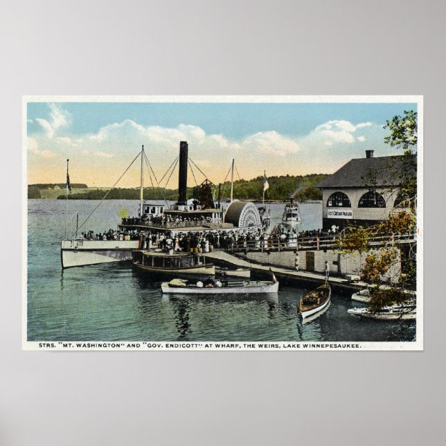 Mt. Washington, Gov. Endicott Steamers Docked Poster (Front)
