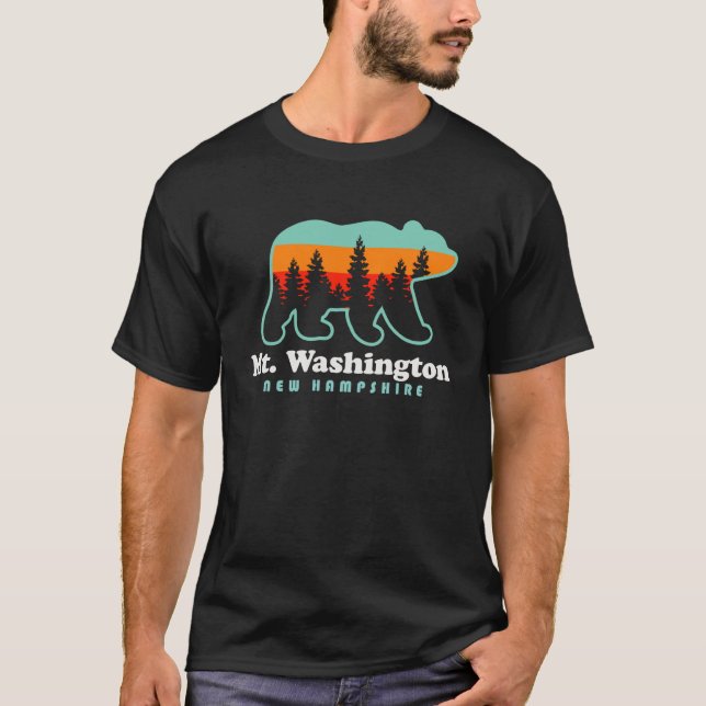 Mt Washington New Hampshire Mountains Hiking Bear T-Shirt (Front)