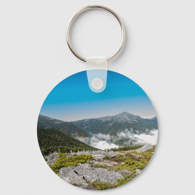 Mt. Washington Rolling Clouds Button Keychain (Front)