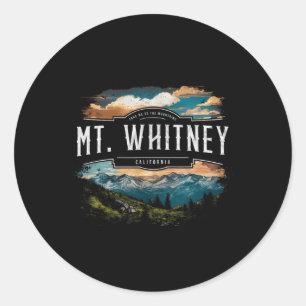 Mt. Whitney Mountains California Hiking Outdoors V Classic Round Sticker