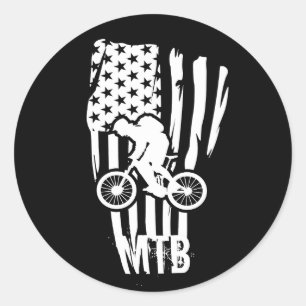 Mtb American Flag Mountain Bike  Classic Round Sticker