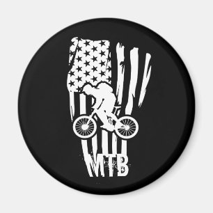 Mtb American Flag Mountain Bike  Magnet