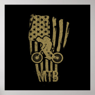 Mtb American Flag Mountain Bike Poster