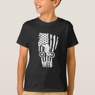 Mtb American Flag Mountain Bike  T-Shirt