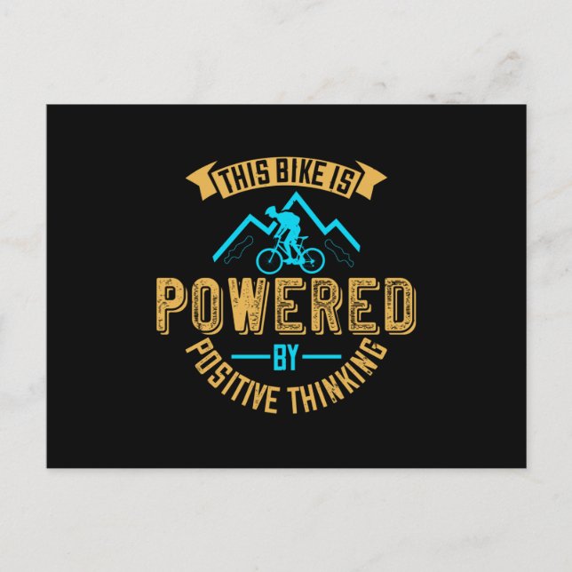 MTB Bike Is Powered By Positive Thinking Postcard (Front)