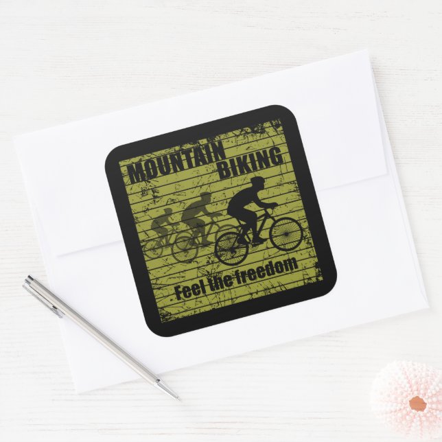 MTB Downhill Bicycle Rider - Mountain Biking Square Sticker (Envelope)