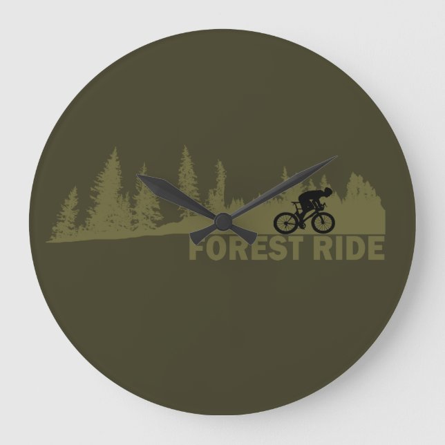 MTB Downhill Forest Ride Mountain Biking Large Clock (Front)
