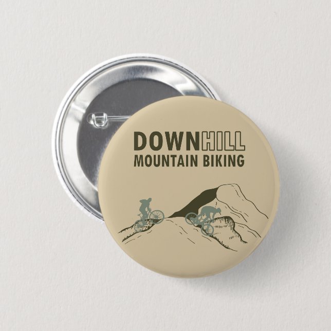 MTB Downhill Mountain Bike 6 Cm Round Badge (Front & Back)