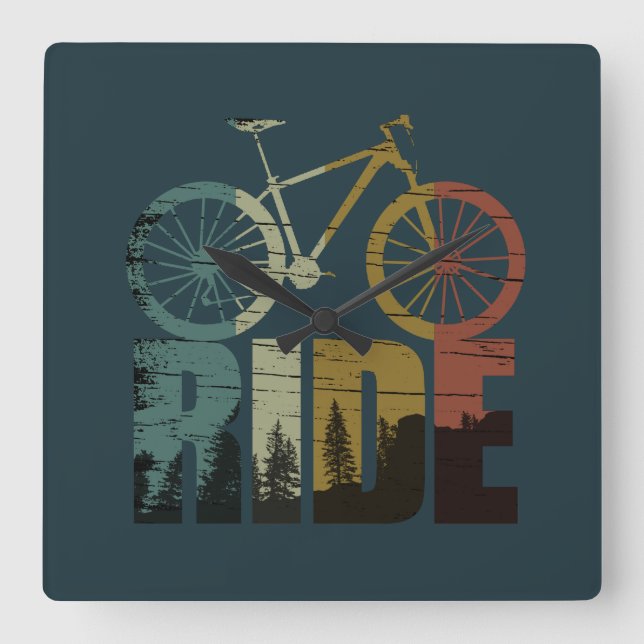 MTB Downhill Mountain Bike Rider Square Wall Clock (Front)