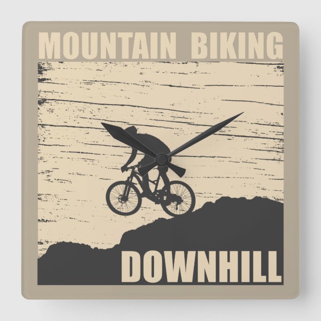 MTB Downhill Mountain Bike Square Wall Clock (Front)
