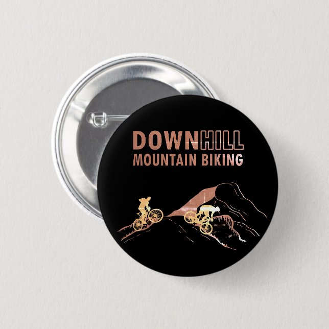 MTB Downhill Mountain Biking 6 Cm Round Badge (Front & Back)