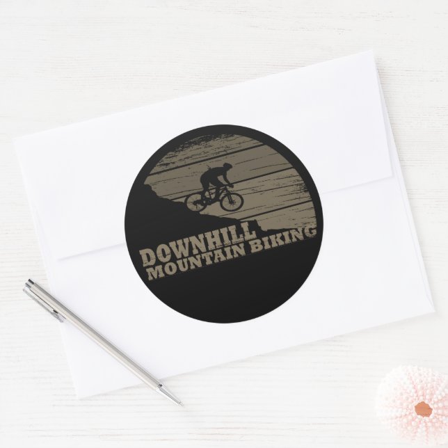 MTB Downhill Mountain Biking Classic Round Sticker (Envelope)
