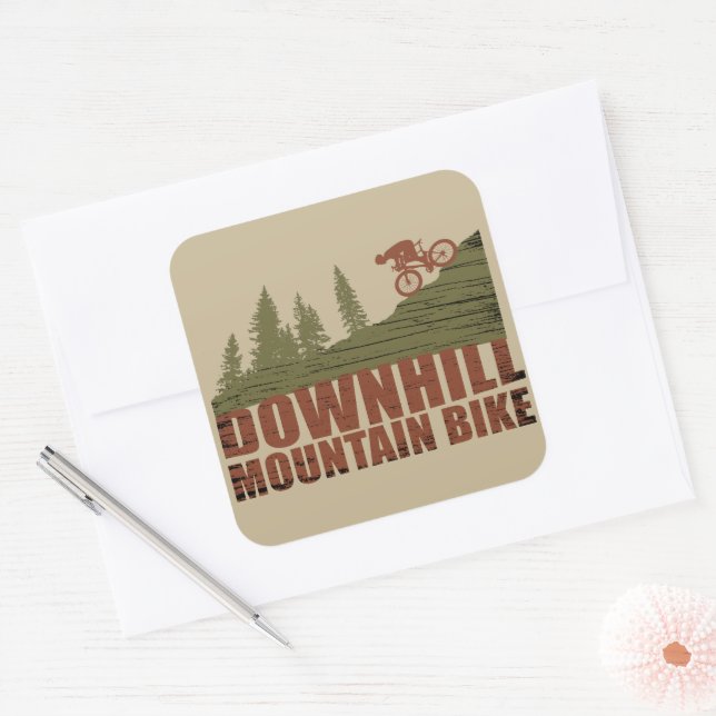 MTB Downhill Mountain Biking Square Sticker (Envelope)