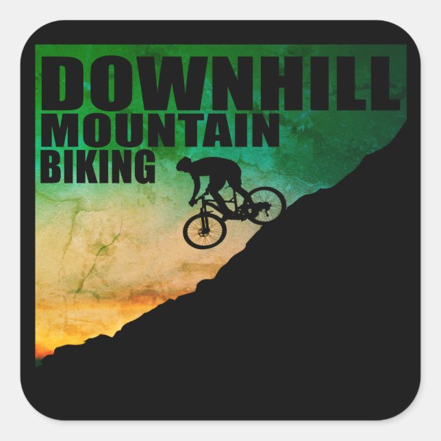 MTB Downhill Mountain Biking Square Sticker (Front)