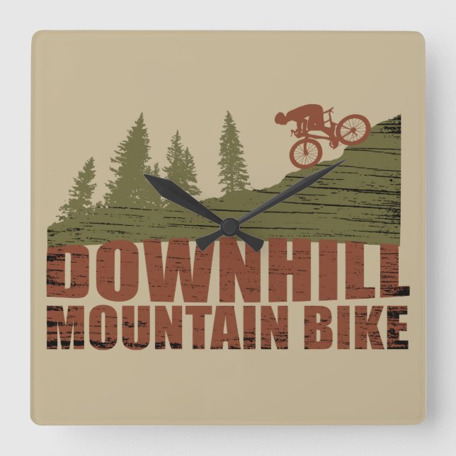 MTB Downhill Mountain Biking Square Wall Clock (Front)