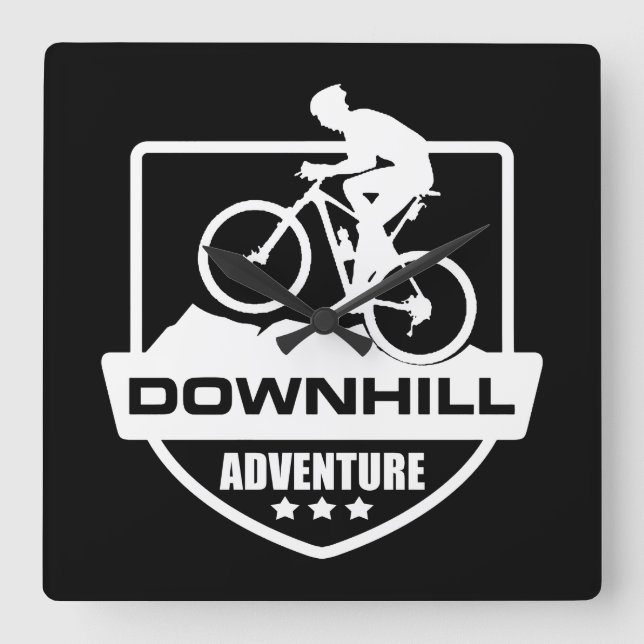 Mtb Downhill Mountain Biking Square Wall Clock (Front)