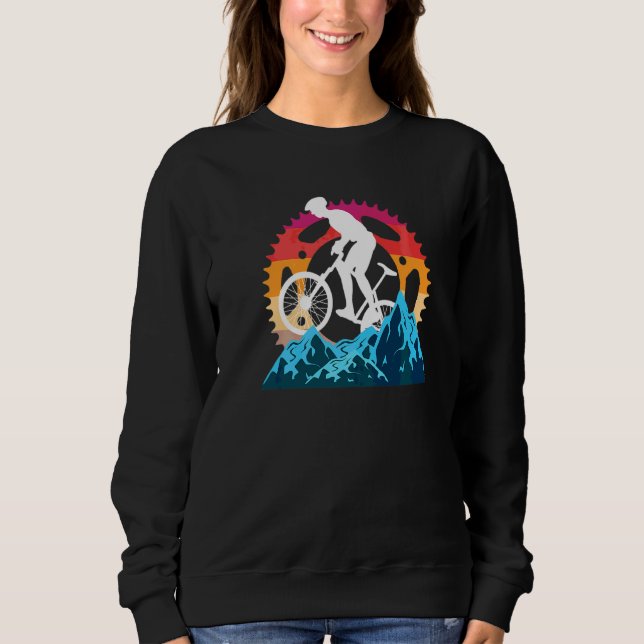 Mtb Mountain Biking Gear Sunset Retro Sweatshirt (Front)