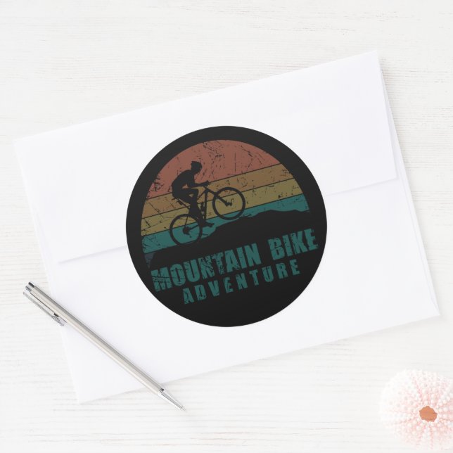 Mtb mountainbike adventure classic round sticker (Envelope)