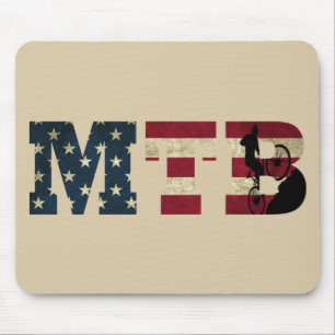 Mtb Patriotic American Flag Mountain Bike Mouse Pad