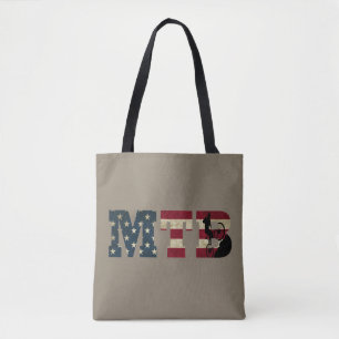 Mtb Patriotic American Flag Mountain Bike Tote Bag