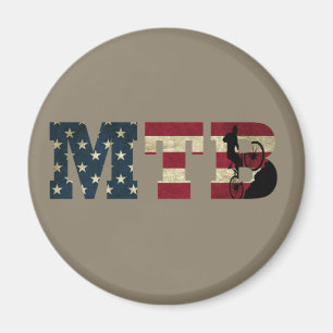 Mtb Patriotic Vintage American Flag Mountain Bike Magnet