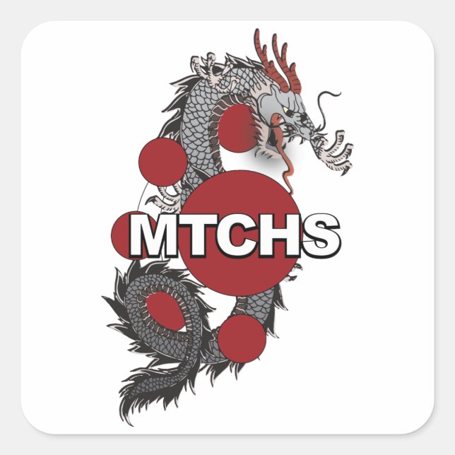 MTCHS Dragon Logo Square Sticker (Front)