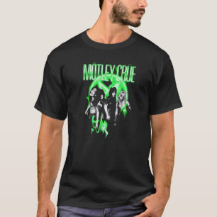 Mtley Cre Neon Green Flames T-Shirt