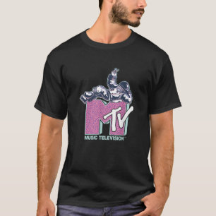 MTV Music Television Retro 80 s Neon Pink Moonman  T-Shirt