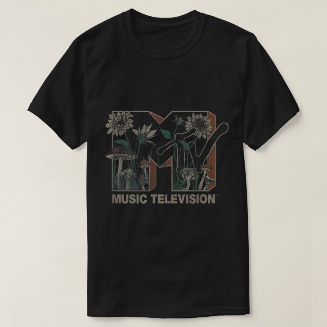 MTV Music Television Wild Flower Mushrooms MTV Log T-Shirt (Design Front)