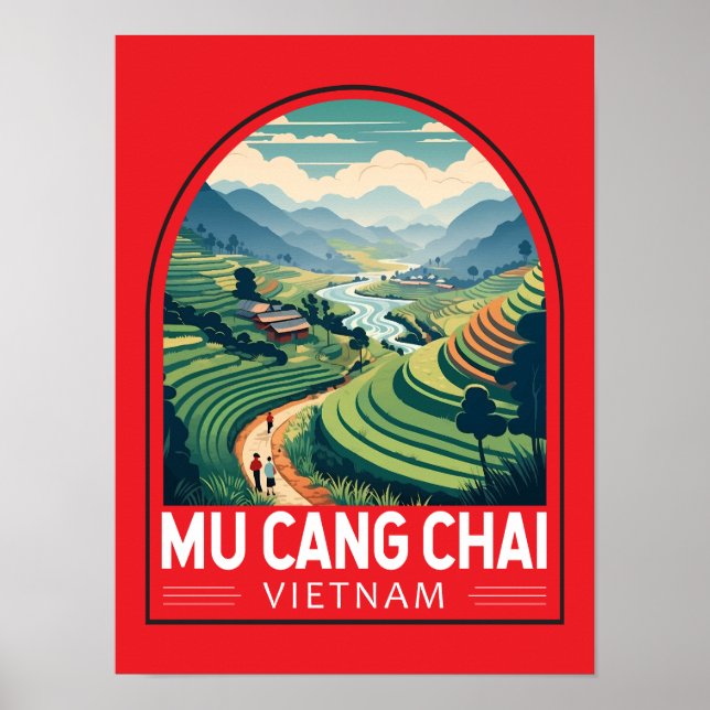Mu Cang Chai Vietnam Travel Retro Emblem Poster (Front)