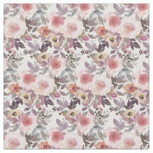 Muave Pink Watercolour Floral Fabric