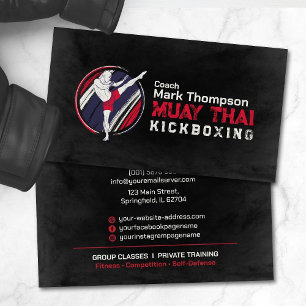 Muay Thai and Kickboxing Coach - Blue Red Busines Business Card