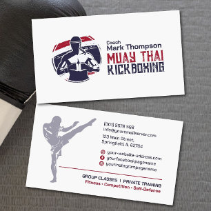 Muay Thai and Kickboxing Coach - Blue Red Business Card