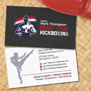 Muay Thai and Kickboxing Coach - Blue Red Business Card