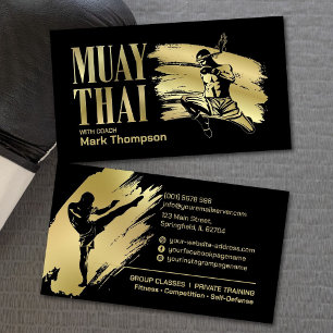 Muay Thai and Kickboxing Coach - Blue Red Business Card